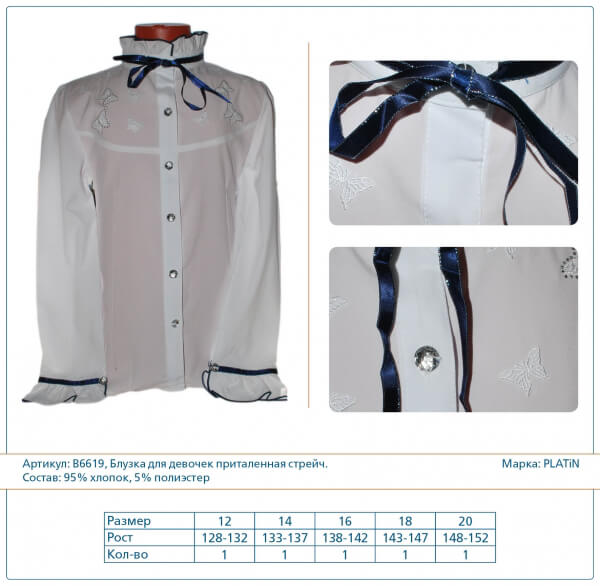 Блузка для девочек (Артикул B6619)